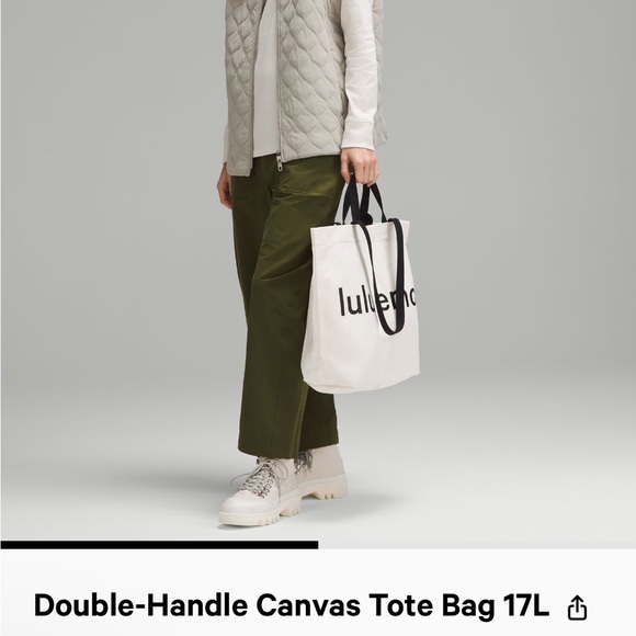 Lululemon Athletica Double Handle Canvas Tote Bag NEW - Picture 3 of 5